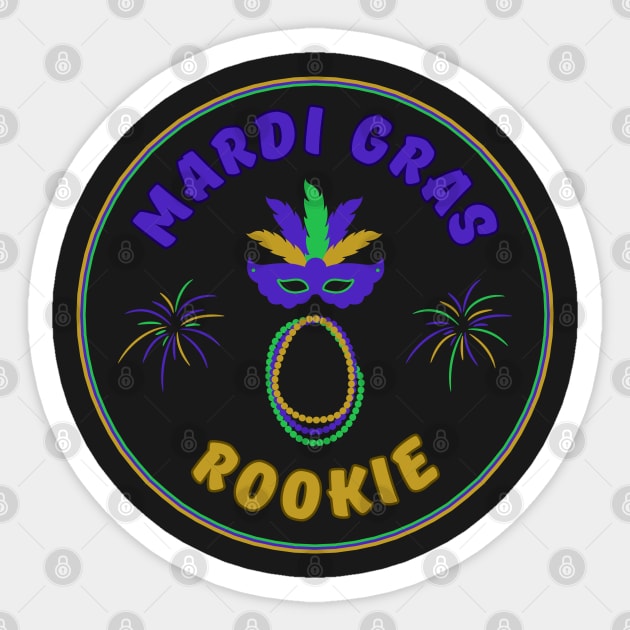 Mardi Gras Rookie Parade Celebration InBlack Sticker by jr7 original designs